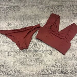 L Space Rust Red Sleeveless bikini Top & bottoms